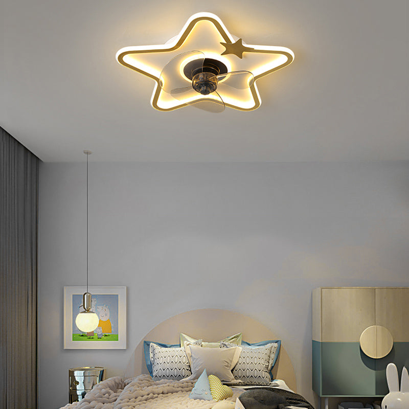 Ventilateur de plafond de style moderne Light LED MONT PLADIER LED AVEC OBRIQUE D'ACRYLIQUE POUR CHAMBRE