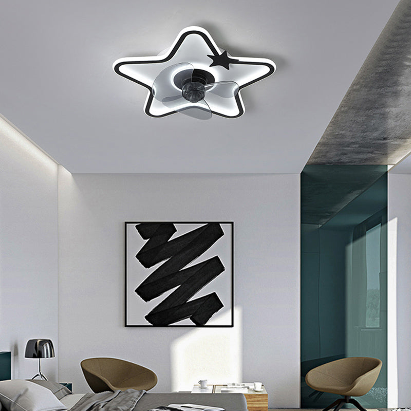 Ventilateur de plafond de style moderne Light LED MONT PLADIER LED AVEC OBRIQUE D'ACRYLIQUE POUR CHAMBRE