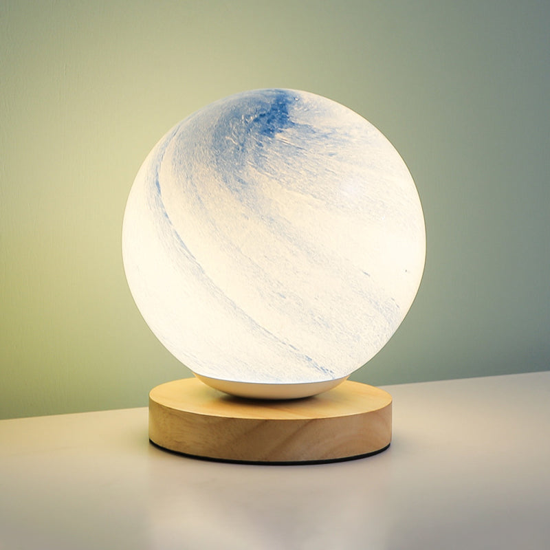 Modern Style Table Lamp 1-Light LED Desk Lamp with Glass Shade for Living Room