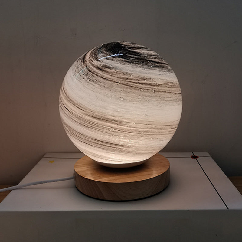 Modern Style Table Lamp 1-Light LED Desk Lamp with Glass Shade for Living Room