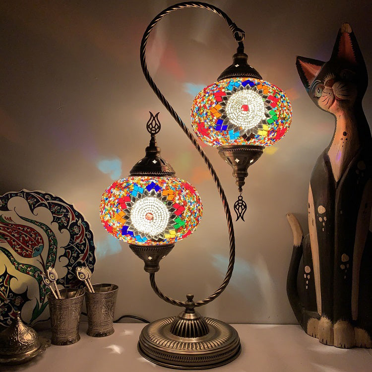 Modern Style Teardrop Shape Table Lighting Glass 2 Light Table Lamp for Bedroom