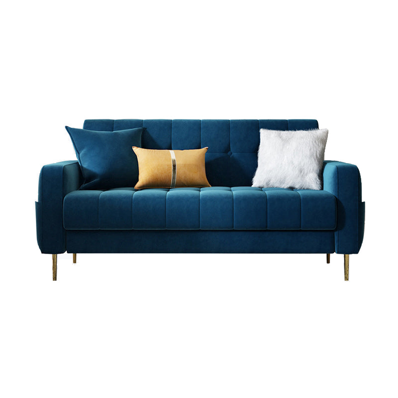 Mid-century Modern Velvet Square Arm Sofa 30.31" High Tufted Back Couch