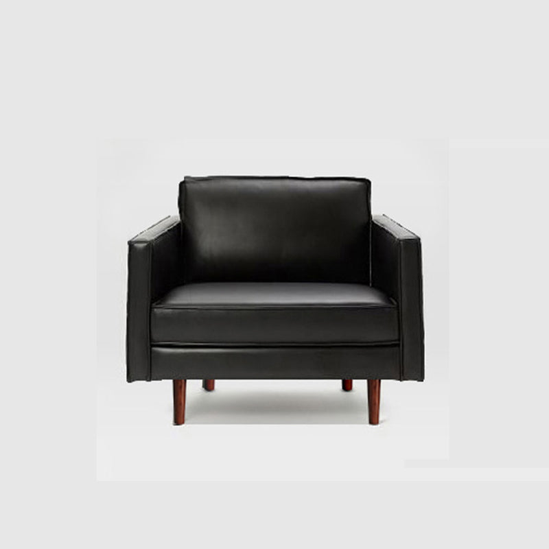 Faux Leather 85"High Square Arm Loose Back Standard Sofa with Pillows