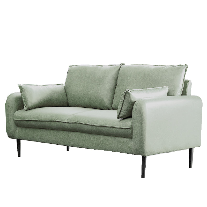 Contemporary Pillow Back Couch Square Arm Leather Sofa for Living Room