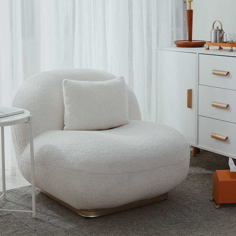 Beige Scandinavian Curved Sofa Tight Back Couch with Tuxedo Arm