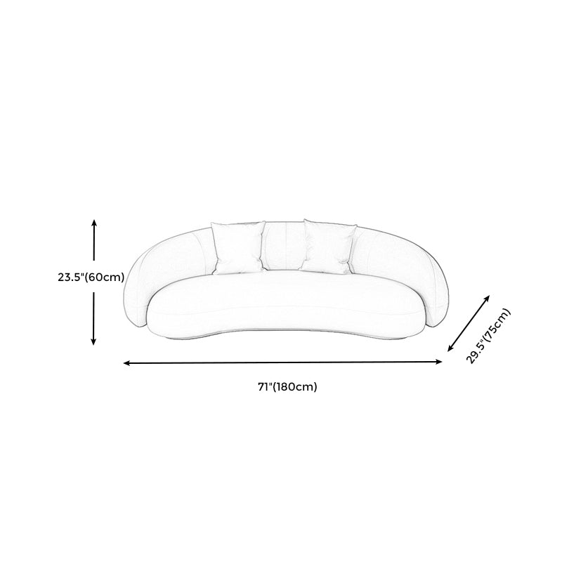 Beige Scandinavian Curved Sofa Tight Back Couch with Tuxedo Arm