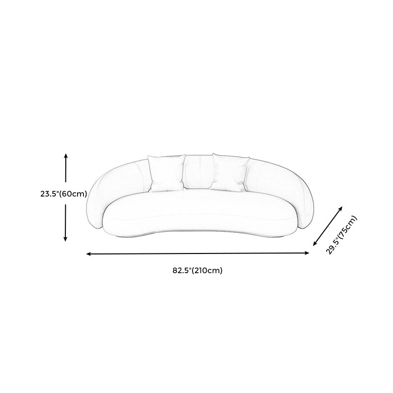 Beige Scandinavian Curved Sofa Tight Back Couch with Tuxedo Arm