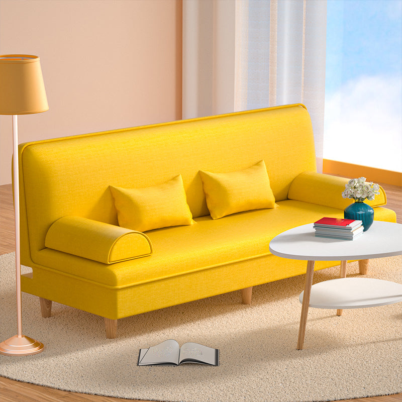 Modern Cotton-Blend/Faux Leather Convertible Sofa 33"H Armless Sofa for Living Room