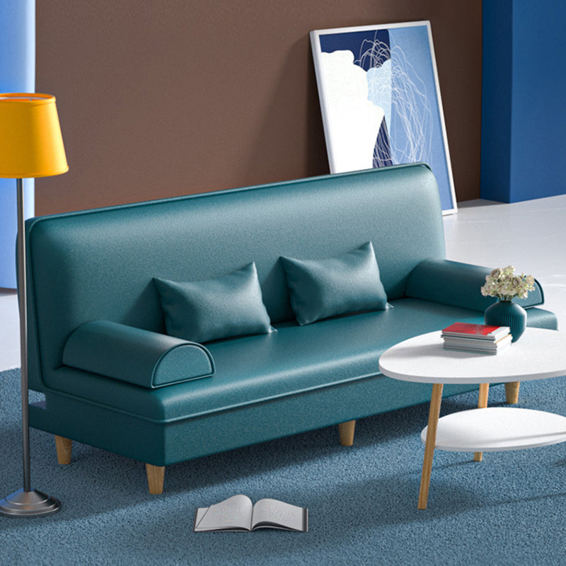Modern Cotton-Blend/Faux Leather Convertible Sofa 33"H Armless Sofa for Living Room