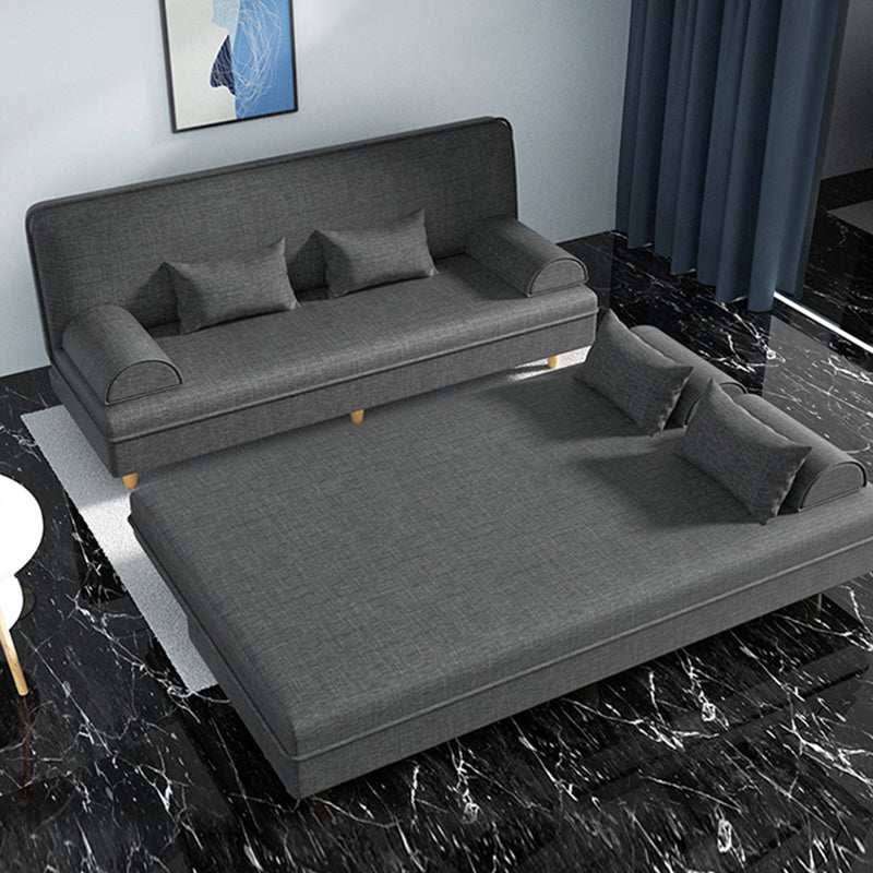 Modern Cotton-Blend/Faux Leather Convertible Sofa 33"H Armless Sofa for Living Room