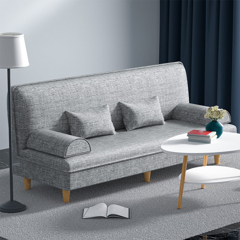 Modern Cotton-Blend/Faux Leather Convertible Sofa 33"H Armless Sofa for Living Room