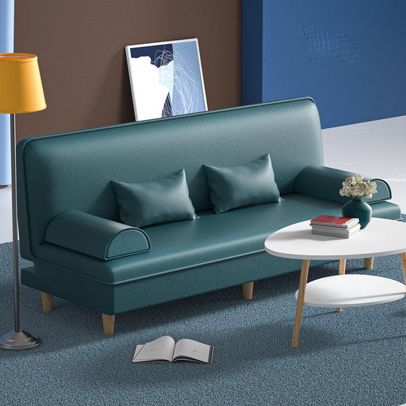 Modern Cotton-Blend/Faux Leather Convertible Sofa 33"H Armless Sofa for Living Room
