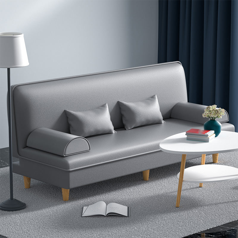 Modern Cotton-Blend/Faux Leather Convertible Sofa 33"H Armless Sofa for Living Room