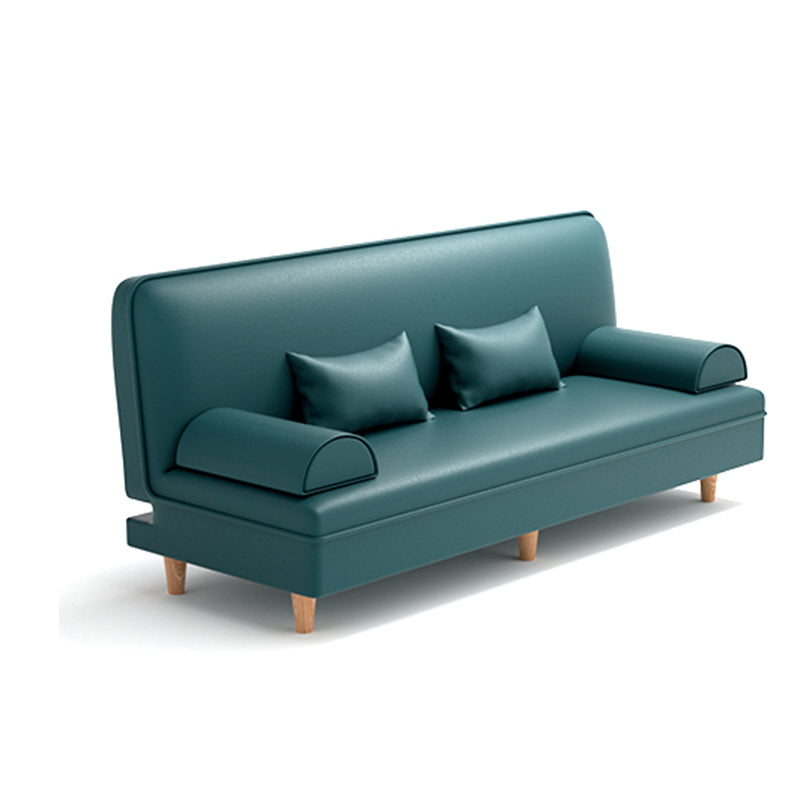 Modern Cotton-Blend/Faux Leather Convertible Sofa 33"H Armless Sofa for Living Room