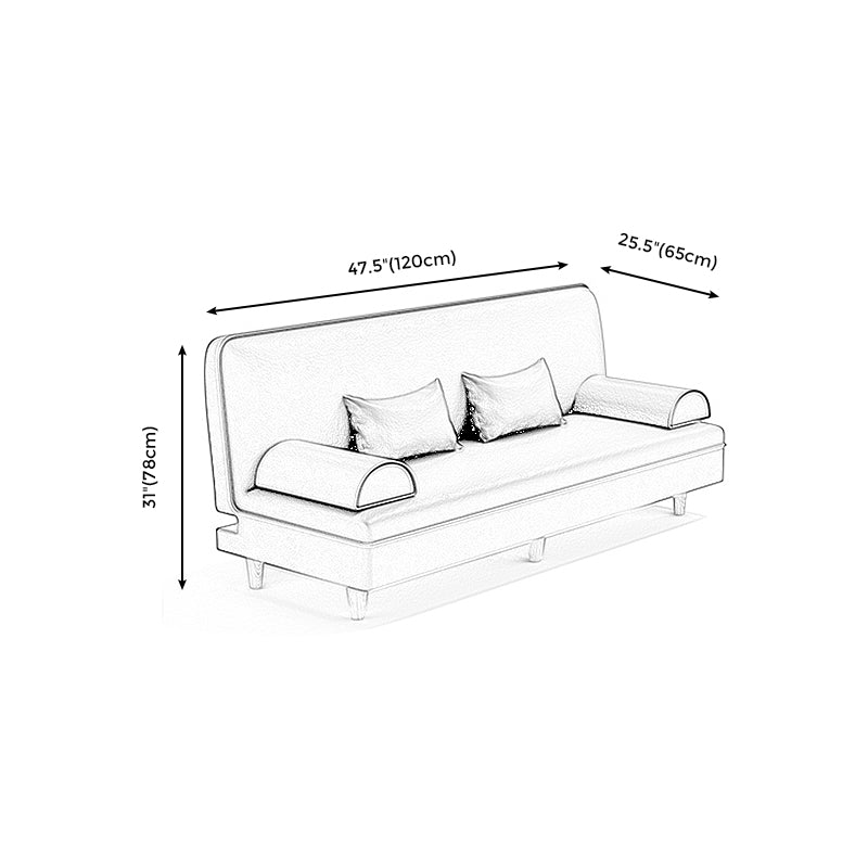 Modern Cotton-Blend/Faux Leather Convertible Sofa 33"H Armless Sofa for Living Room