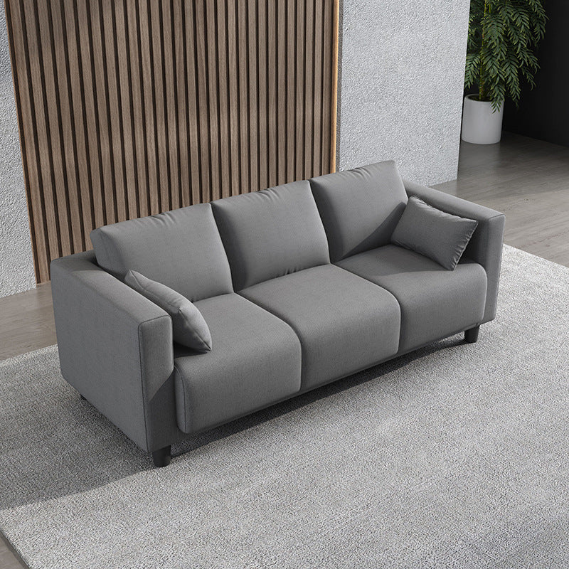 Modern Faux Leather/Linen Sofa Square Arm Couch for Living Room