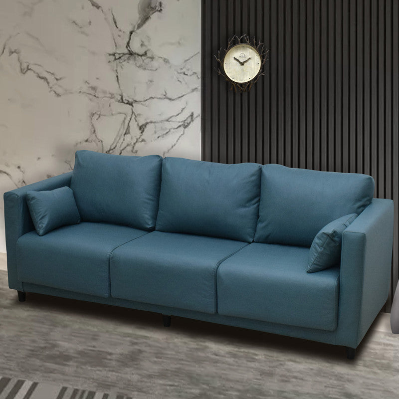 Modern Faux Leather/Linen Sofa Square Arm Couch for Living Room