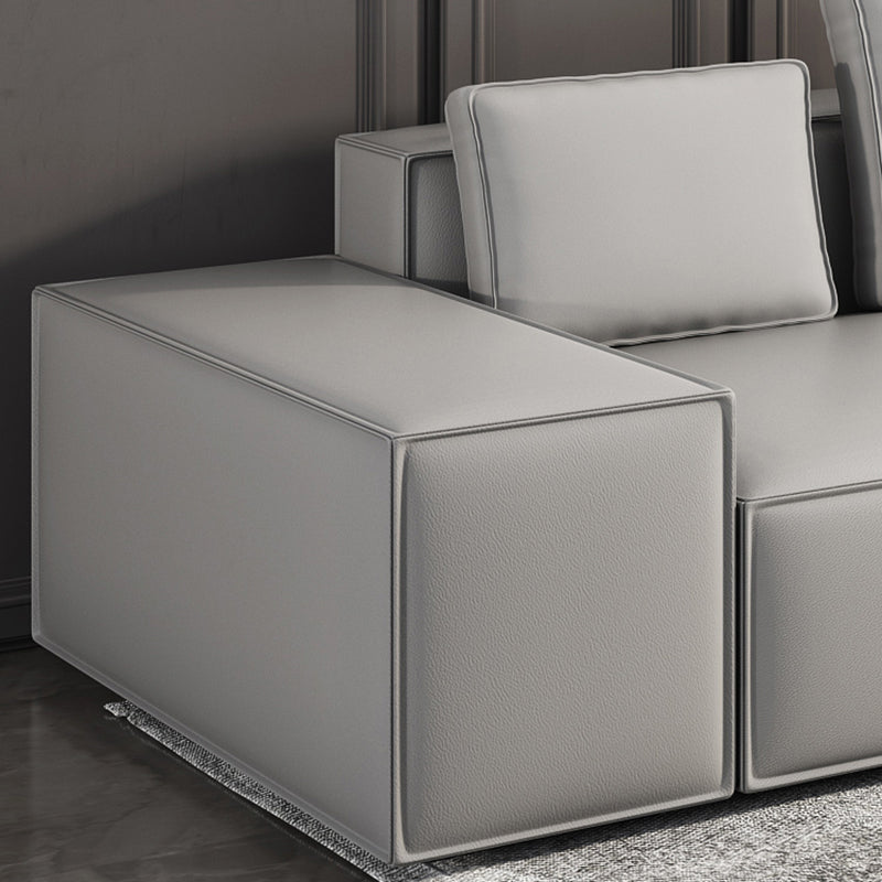Stain-Resistant Stationary Faux Leather Sofa Living Room Square Arm Couch