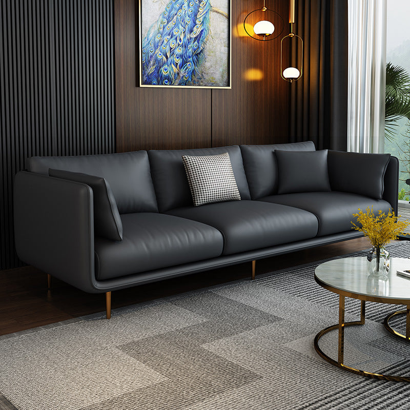 Contemporary Sofa with 3 Pillows Suare Arm Couch for Living Room