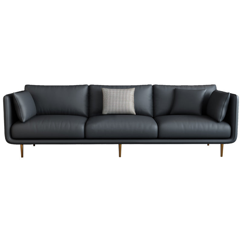 Contemporary Sofa with 3 Pillows Suare Arm Couch for Living Room