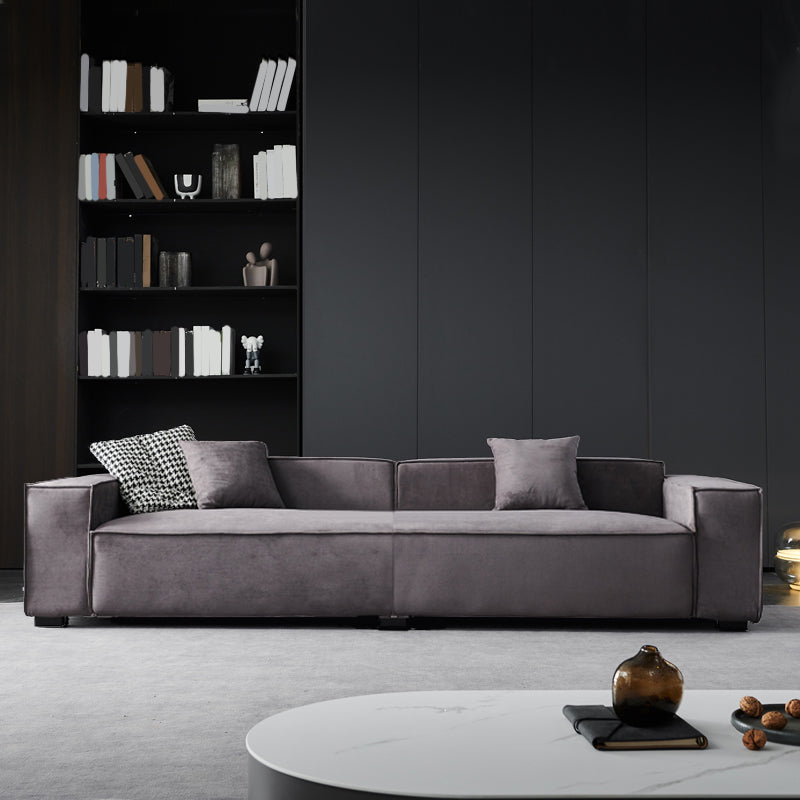 Stationary Stain-Resistant Faux Leather Sofa Living Room Gray Cushions Settee