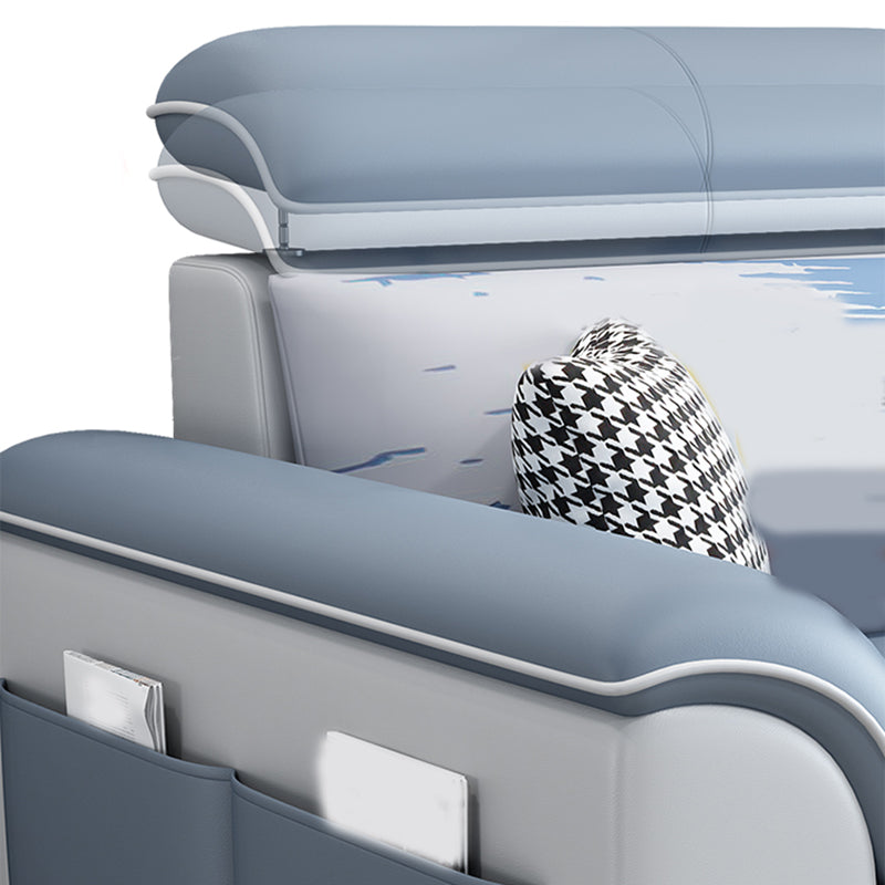 L-Shape Flared Arms Sectional 3-seat Faux Leather Sofa with Storage