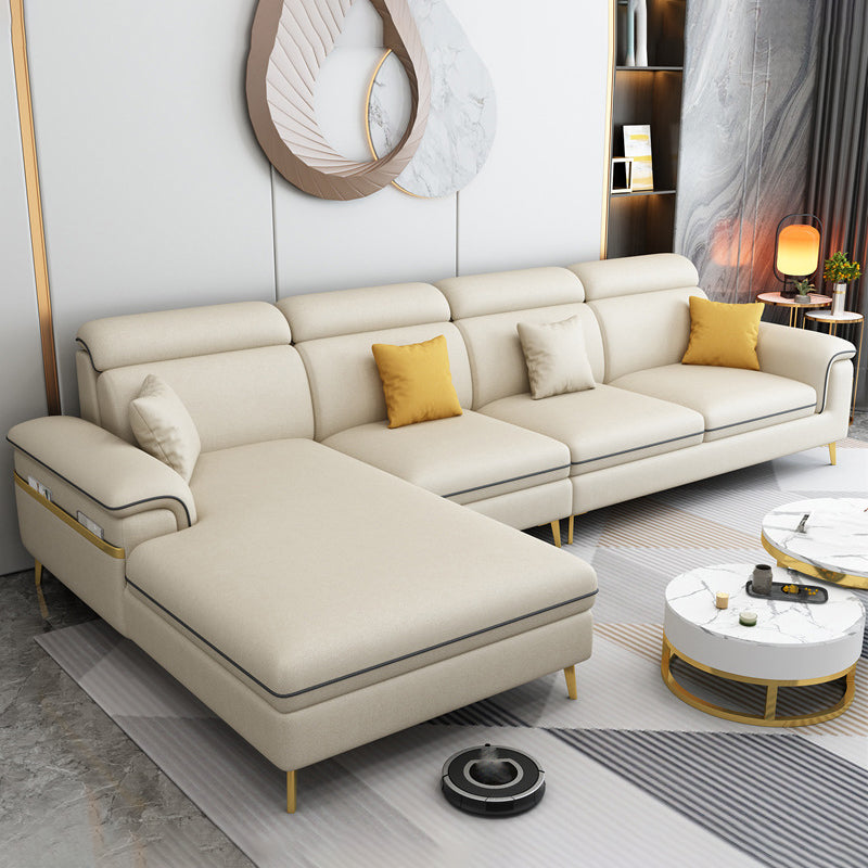 125.98" L Faux Leather Sectional Stain-Resistant Pillow Top Arm Sofa