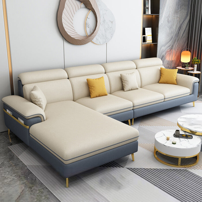 125.98" L Faux Leather Sectional Stain-Resistant Pillow Top Arm Sofa