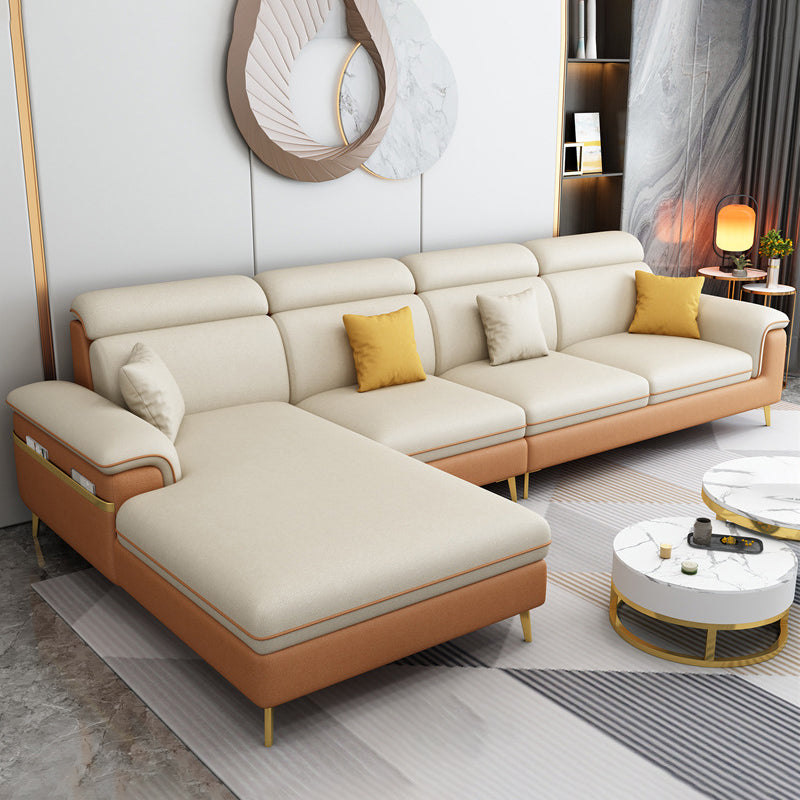 125.98" L Faux Leather Sectional Stain-Resistant Pillow Top Arm Sofa