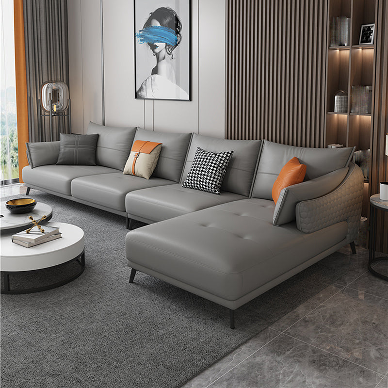 131.88" L x 66.92" W x 33.46" H Genuine Leather Sofa Pillow Top Arm Sectional