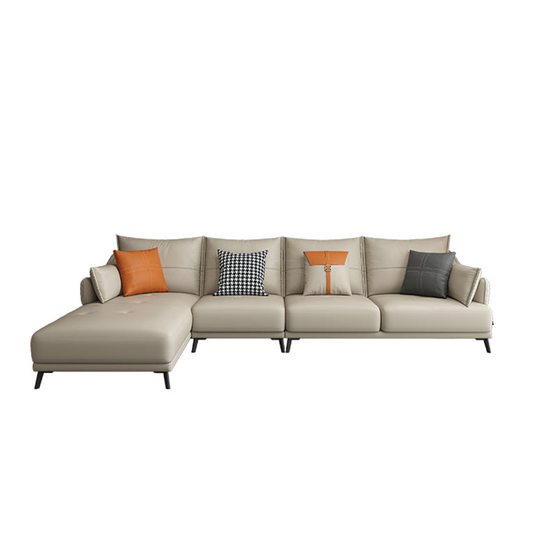 131.88" L x 66.92" W x 33.46" H Genuine Leather Sofa Pillow Top Arm Sectional