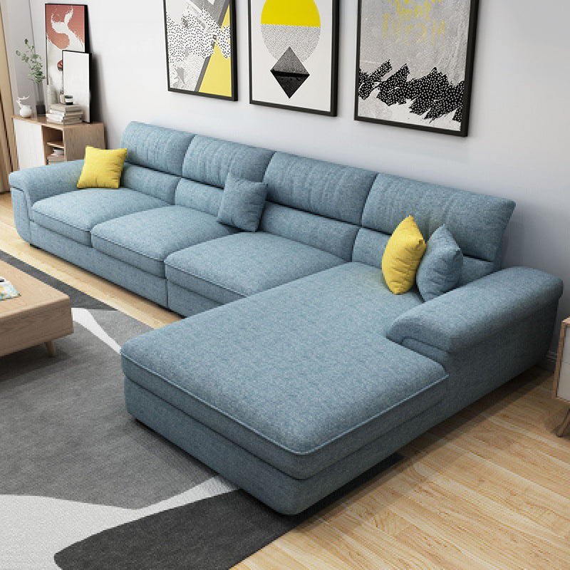 Contemporary L-Shape Modular Sectional Pillow Back Cushion Sofa and Chaise for Apartment