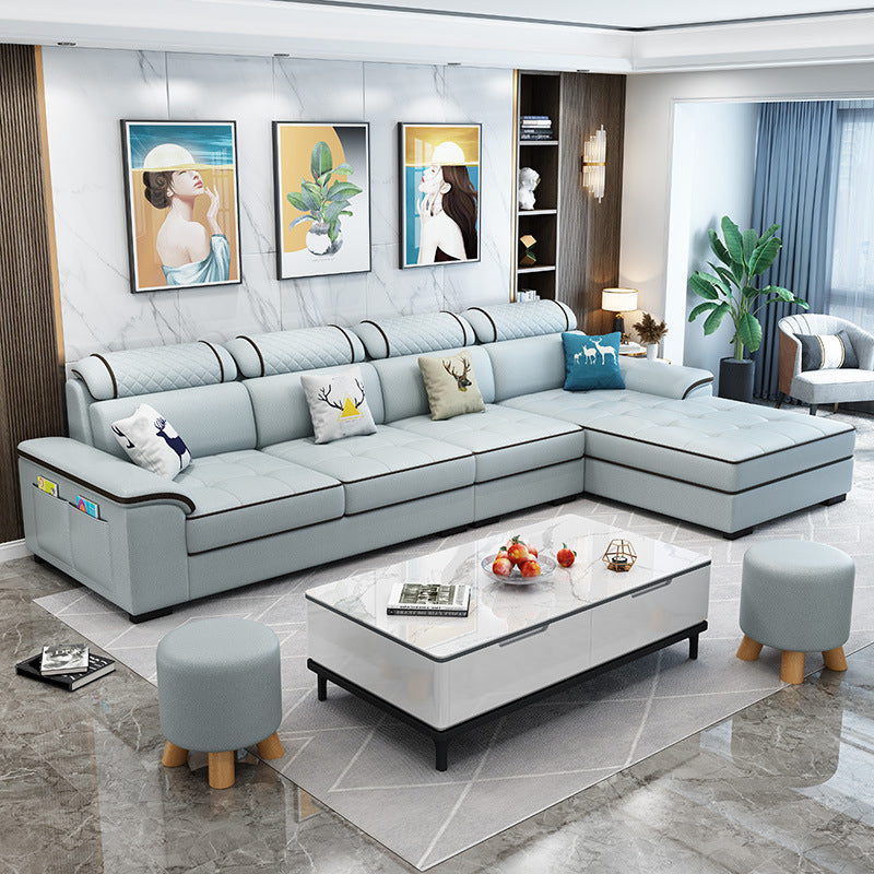 Faux Leather/Fabric Sectionals Pillow Top Arm Sofa with Reversible Chaise