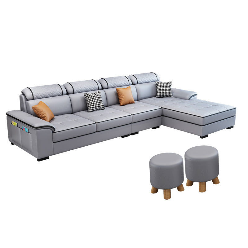 Faux Leather/Fabric Sectionals Pillow Top Arm Sofa with Reversible Chaise