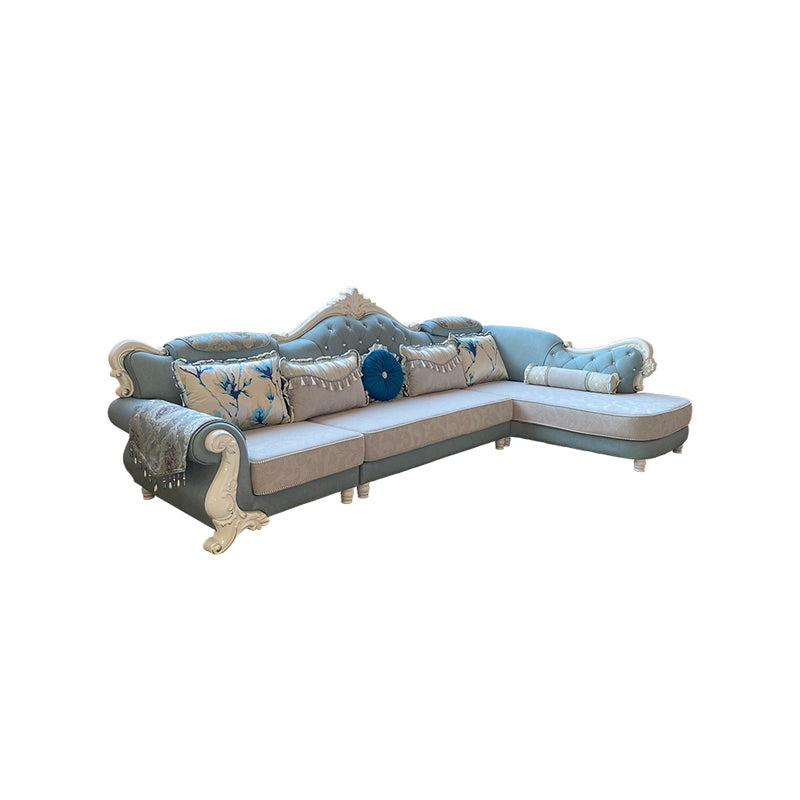 133.86"L x 74.8"W x 47.24"H Glam 5-Seat Cushion Back Sectional Rolled Arm Sofa and Chaise