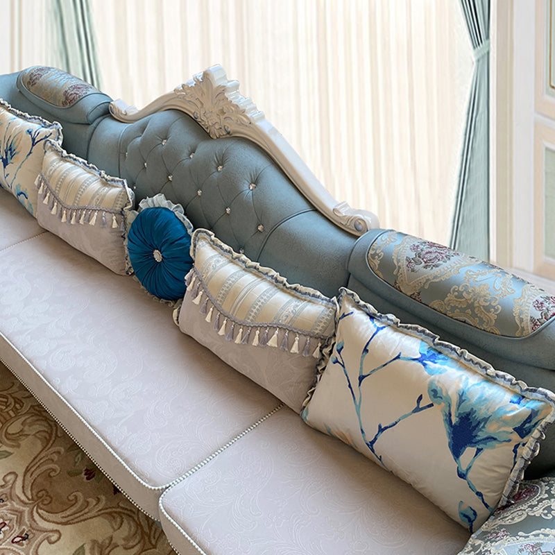 133.86"L x 74.8"W x 47.24"H Glam 5-Seat Cushion Back Sectional Rolled Arm Sofa and Chaise