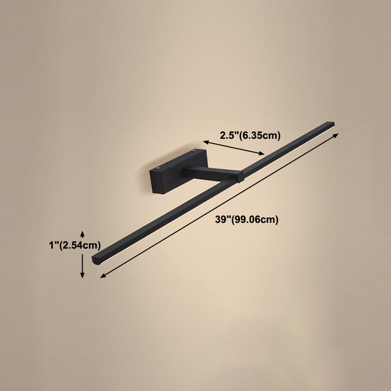 Metal Linear Shape Mirror Wall Light Modern 1-Light Mirror Wall Mount Light in Black