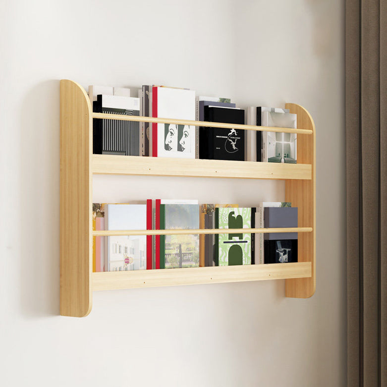 Pine Wood Wall Mounted Bookshelf Natural Scandinavian Bookcase for Bedroom