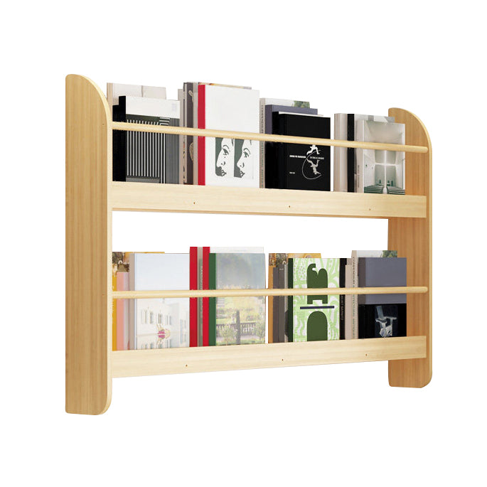 Pine Wood Wall Mounted Bookshelf Natural Scandinavian Bookcase for Bedroom