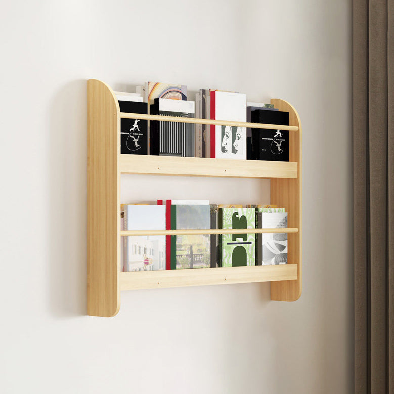 Pine Wood Wall Mounted Bookshelf Natural Scandinavian Bookcase for Bedroom