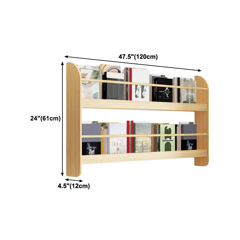 Pine Wood Wall Mounted Bookshelf Natural Scandinavian Bookcase for Bedroom