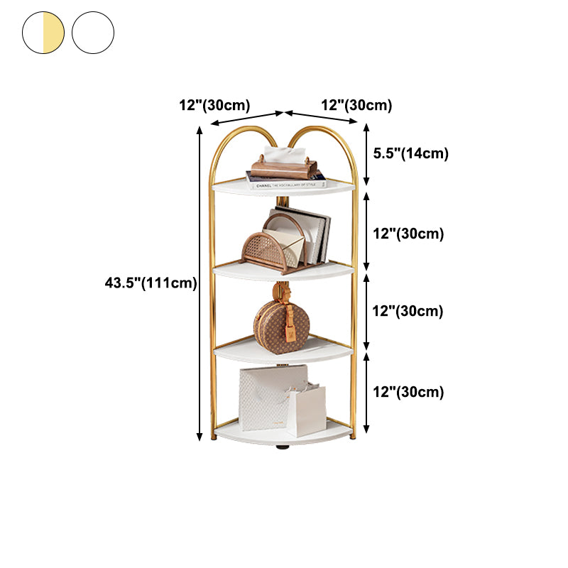 Scandinavian Open Corner Bookshelf with Iron Frame Manufactured Wood Bookcase