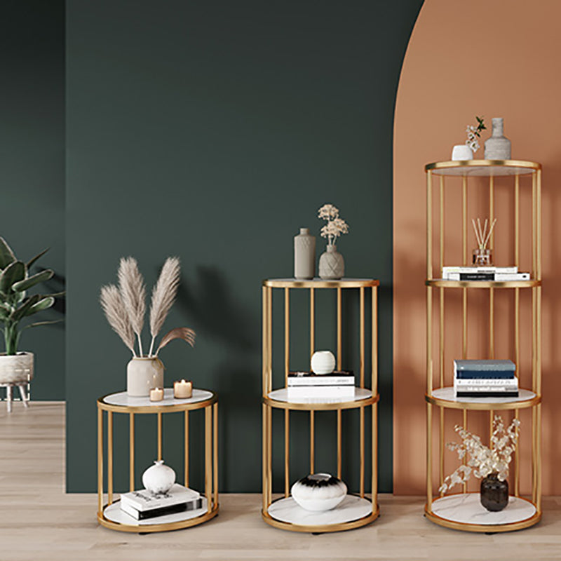 Scandinavian Open Corner Bookshelf with Metal Frame Manufactured Wood Bookcase