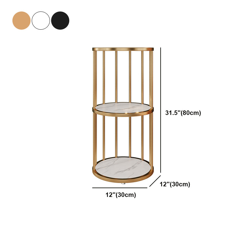 Scandinavian Open Corner Bookshelf with Metal Frame Manufactured Wood Bookcase