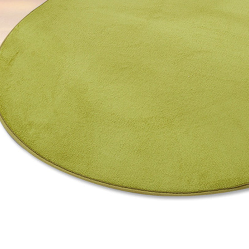 Circular Solid Color Area Rug Polyester Easy Care Carpet for Living Room