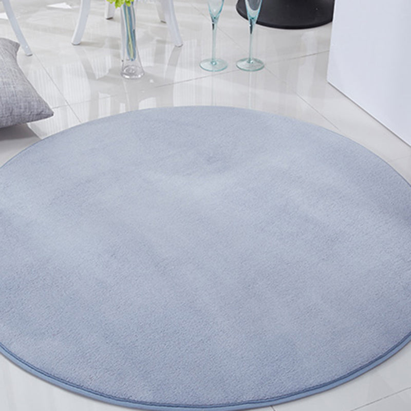 Circular Solid Color Area Rug Polyester Easy Care Carpet for Living Room