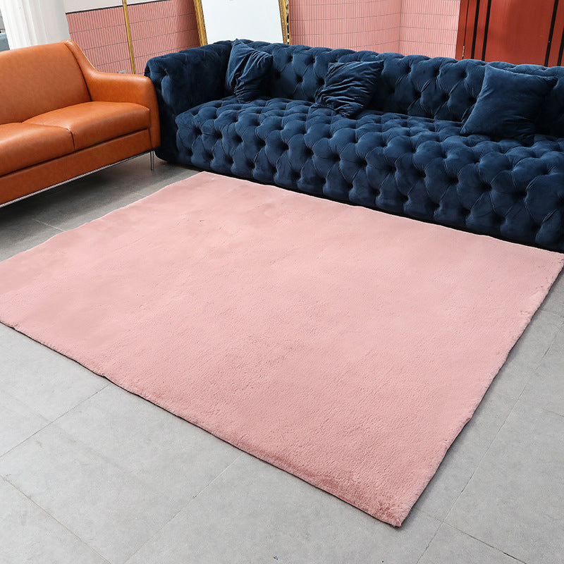 Solid Color Rug Rectangle Stain Resistant Rug for Home Decor