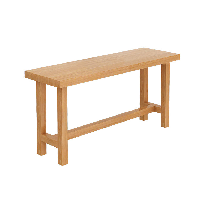 Modern Beige Wood Bar Dining Table Rectangle Indoor Bistro Table with Footrest
