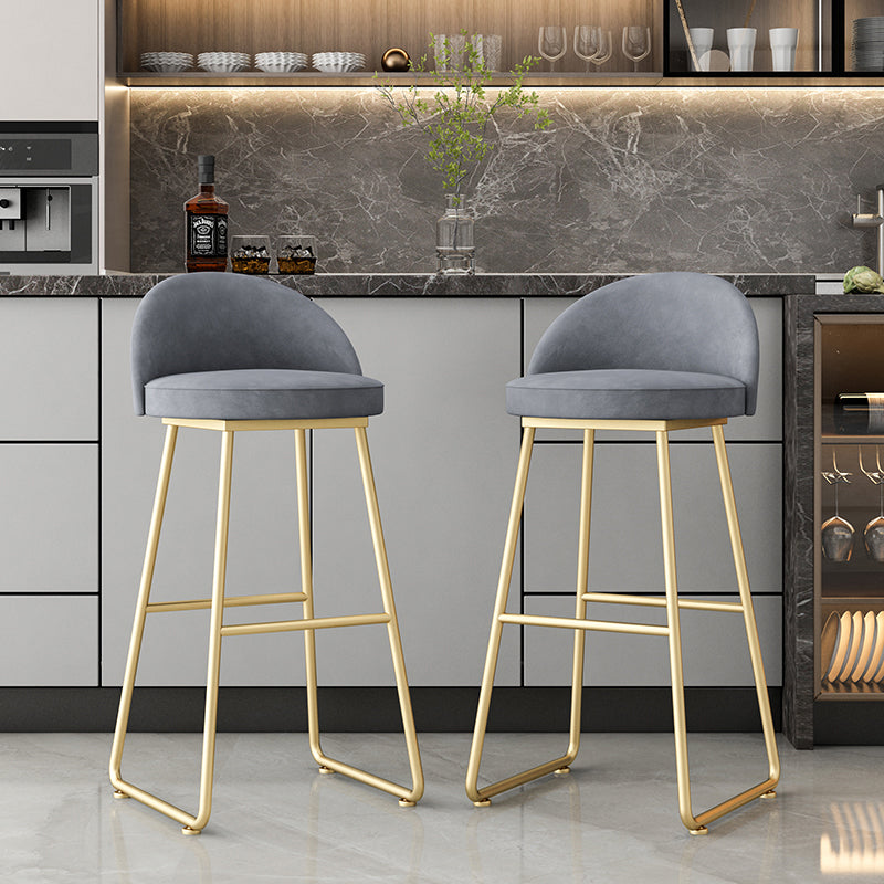 Glam Dessert Shop Footrest Stool Matte Finish Velvet Bar Stool