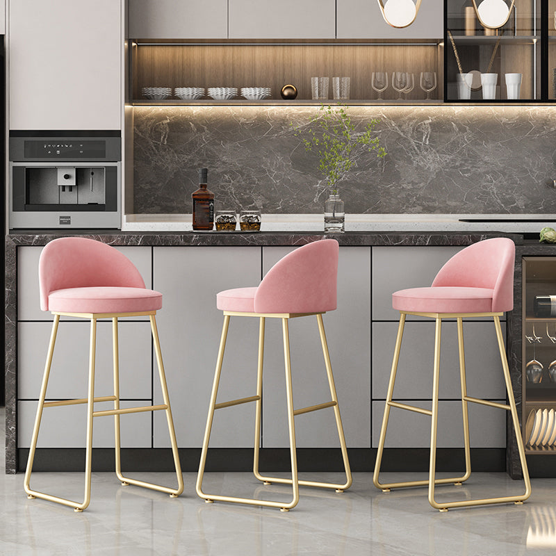Glam Dessert Shop Footrest Stool Matte Finish Velvet Bar Stool
